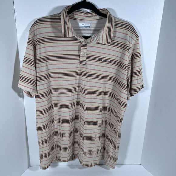 Columbia Multicolor Striped Polo Collared Short Sleeve Shirt Men's Large - Picture 1 of 6